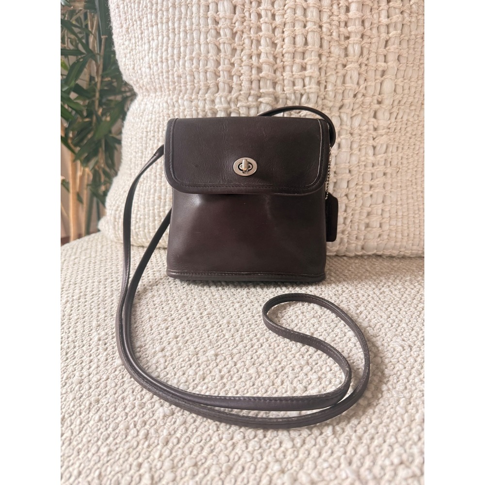 Vintage Coach‎ Tango Mahogany Leather Costa Rica Flap Crossbody Bag 9980 Nickle